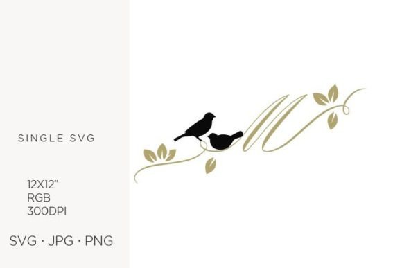 Birds on a Branch with Golden Letter M: A Design Asset Evaluation